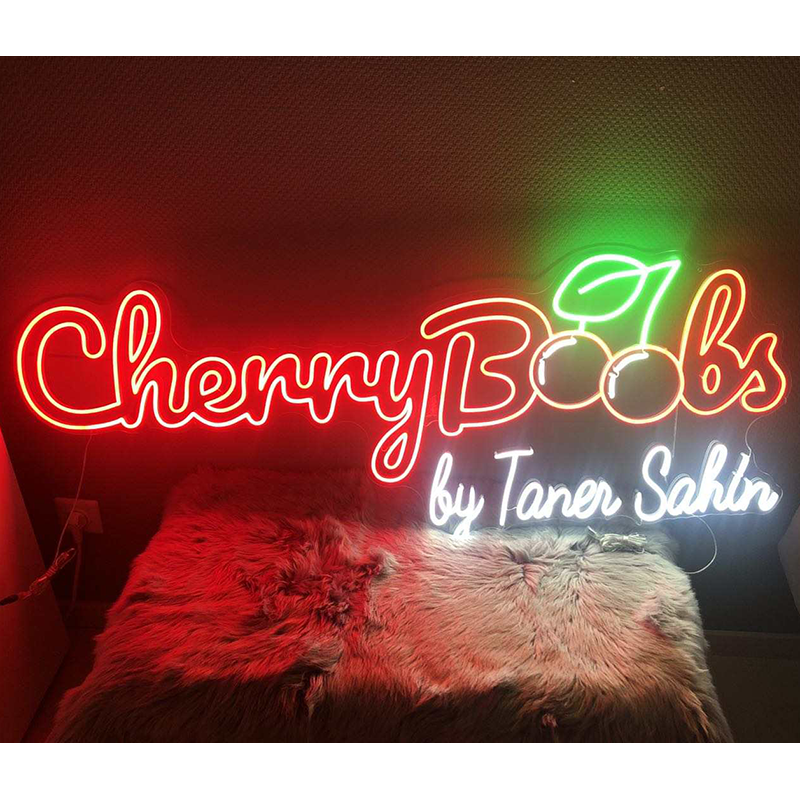 split neon sign for bar